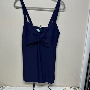 Elegant Navy Blue Women's Swim Tankini Top